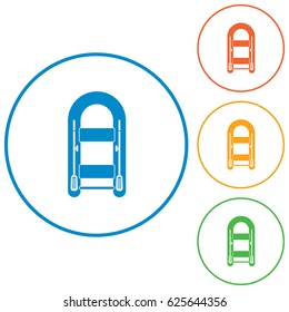 Inflatable boat with oars simple icon isolated

