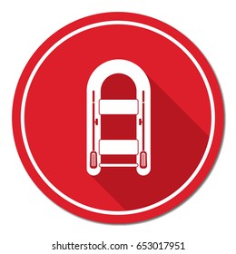 Inflatable boat with oars simple icon isolated

