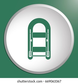 Inflatable boat with oars simple icon isolated