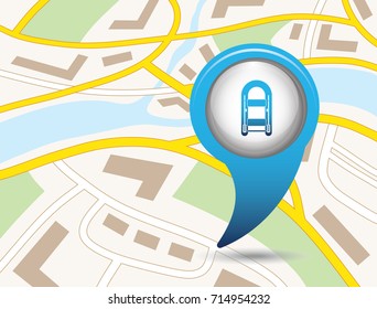 Inflatable boat with oars simple icon isolated Symbol  on the map pointer