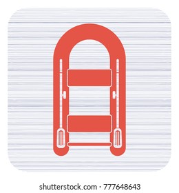 Inflatable boat with oars simple icon isolated

