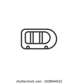 Inflatable boat outline icon. linear style sign for mobile concept and web design. Rubber raft simple line vector icon. Symbol, logo illustration. Pixel perfect vector graphics