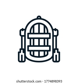 Iconos inflables del contorno del barco. Ilustración vectorial. Trazo editable. Icono aislado adecuado para web, infografías, interfaz y aplicaciones.