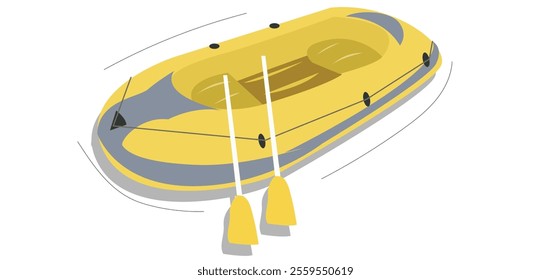 Inflatable boat with paddles isolated 