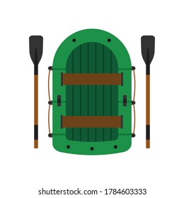 Inflatable boat and paddles isolated on white background. Vector illustration