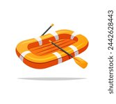 Inflatable boat with Peddles vector isolated on white background.