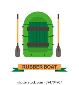 Inflatable boat vector illustration. Rafting boat icon isolated on white background. Rafting vessel boat pictogram in flat design.