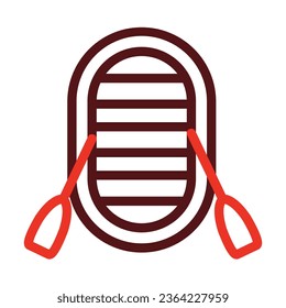 Inflatable Boat Vector Thick Line Two Color Icons For Personal And Commercial Use.
