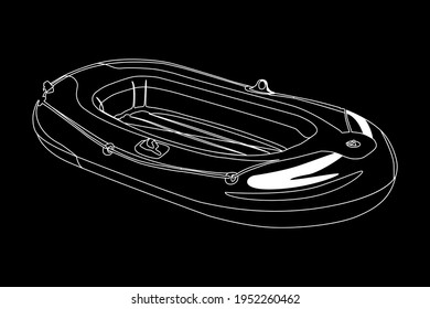 inflatable boat white on black background