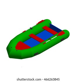 Inflatable boat.Isolated on white background. 3d Vector colorful illustration. 3d isometric style. 