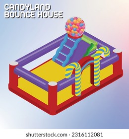 Inflatable Bouncy Castle Isometric Vector