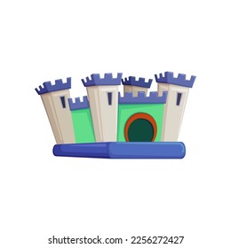 Castillo hinchable inflable para ilustración vectorial del patio de recreo. Casa de rebote para sala de juegos infantil o zona de juegos aislada en un fondo blanco. Infancia, entretenimiento, concepto de ocio