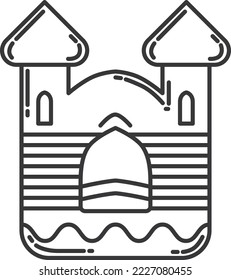 Icono inflable del castillo. Casa de rebote divertida para niños