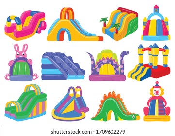 Inflatable castle isolated cartoon set icon. Vector illustration trampoline on white background. Vector cartoon set icon inflatable castle.