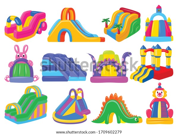 Inflatable castle isolated cartoon set icon.
Vector illustration trampoline on white background. Vector cartoon
set icon inflatable
castle.