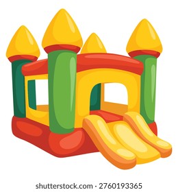 Inflatable children castle playground vector illustration colorful amusement park bounce house theme design