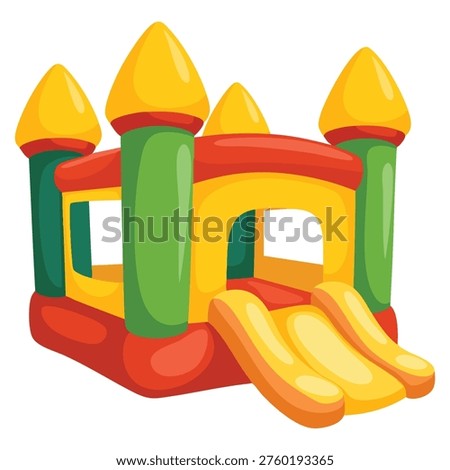Inflatable children castle playground vector illustration colorful amusement park bounce house theme design