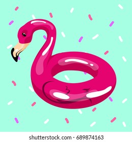 The inflatable circle. Flamingo. Summer. Pool. Recreation.