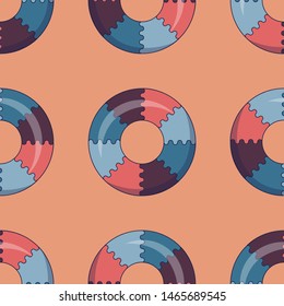Inflatable circle minimal pattern - vector simple texture. Toys. Background with summertime holidays symbols. Seamless pattern for textile, web design, surface textures, banner.