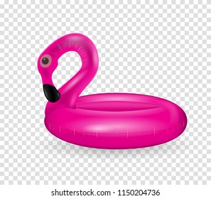 Inflatable circle for swimming and relaxing pink flamingos inflatable on transparent background. Vector Illustration. EPS10