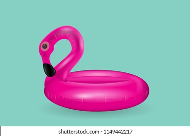 Inflatable circle for swimming and relaxing at sea pink flamingo inflatable. Vector Illustration. EPS10