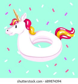 The inflatable circle. Unicorn. Summer. Pool. Recreation.