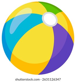 Inflatable Colorful beach ball with. Vector isolated illustration on white background