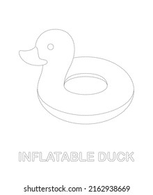 Inflatable Duck tracing worksheet for kids