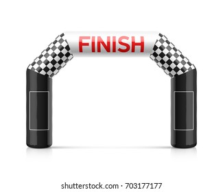 Inflatable finish line arch. Inflatable archway template with checkered flag and places for sponsors advertising. Suitable for different outdoor sport events like marathon racing, skiing and other.