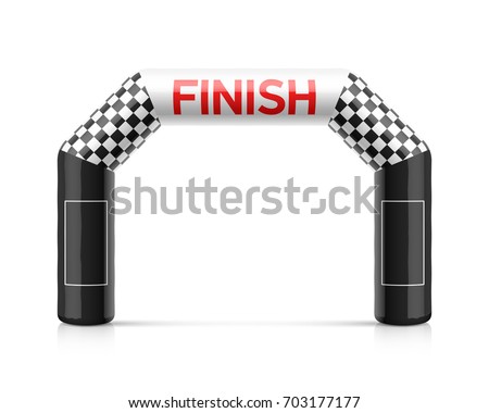 Inflatable finish line arch. Inflatable archway template with checkered flag and places for sponsors advertising. Suitable for different outdoor sport events like marathon racing, skiing and other.