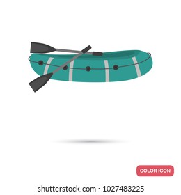 Inflatable fishing boat color flat icon