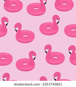 Inflatable flamingo circle pattern on pink background.