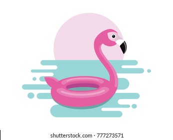 Inflatable flamingo cute vector modern illustration