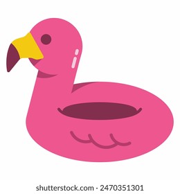 Inflatable flamingo pool toy vector cartoon illustration isolated on a white background.