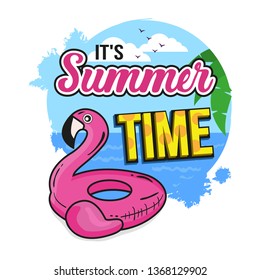 inflatable flamingo, summer time text