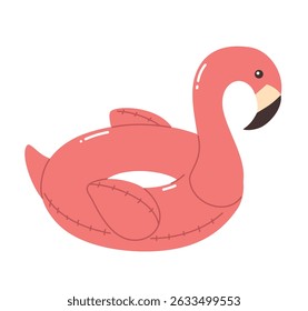 Inflatable flamingo swimming ring. Flat vector illustration.