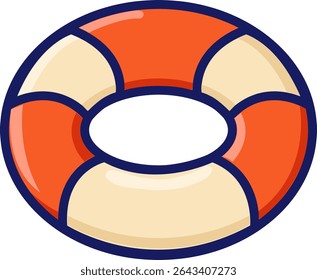Inflatable float ring icon used in water parks, pools, or beach content. Great for kids, safety, vacation, or summer illustration.