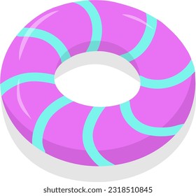 Inflatable floating ring for swimming. Beach rubber lifebuoy for pool and sea. A lifebuoy with a beautiful pattern. Flat vector illustration isolated on a white background