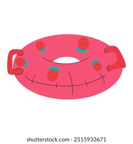 Inflatable floating ring for swimming. Beach rubber lifebuoy for pool. Summer lifesaver, rescue tube. Flat vector illustration isolated on white background