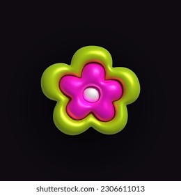 Inflatable flower. Inflated 3D element with the plasticine effect. Vector illustration