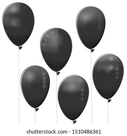Inflatable Gel black balls on the white background. For design in marketing on Black Friday, the Friday sale discounts.