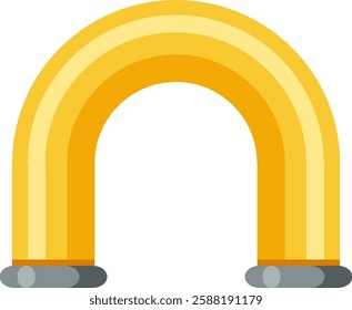 Inflatable golden arch featuring light stripes, positioned on gray bases, forming a welcoming passage against a clean white background, perfect for events and celebrations