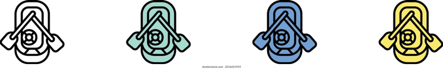 inflatable icon. Outline, Green, Blue and Yellow Style Design Isolated On White Background