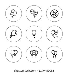 Inflatable icon set. collection of 9 outline inflatable icons with balloon, balloons icons. editable icons.