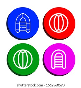 inflatable icon set. Collection of Inflatable boat, Beach ball icons