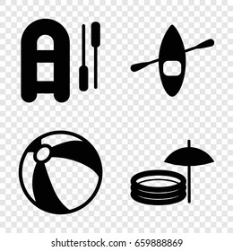 Inflatable icons set. set of 4 inflatable filled icons such as beach ball