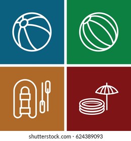 Inflatable icons set. set of 4 inflatable outline icons such as 