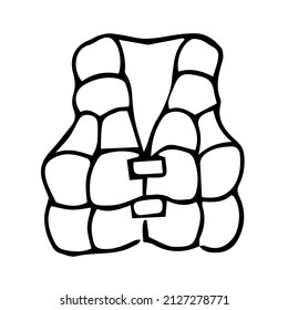 Inflatable life jacket on a white background.Vector illustration in doodle style.