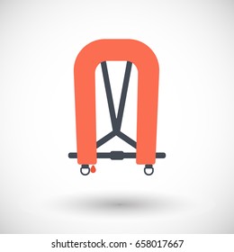 Inflatable life jacket vector flat icon, design of swimming safety object with round shadow, vector illustration