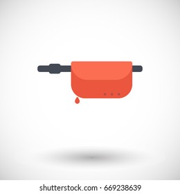 Inflatable life jacket in waist bag vector flat icon, Flat design of water safety and life guard equipment object isolated on the white background with round shadow, vector illustration